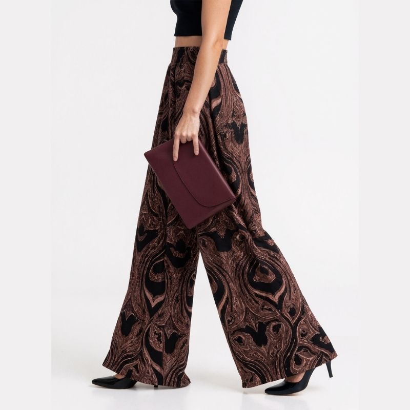 Women's Autumn Winter Ethnic Floral Print Wide - Leg Pants - Loose Elastic Waist Casual Trousers-CF55028