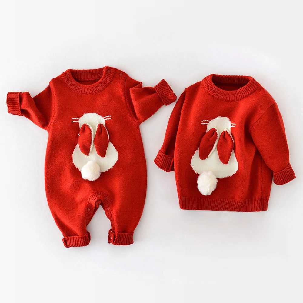 Christmas Newborn Romper Knitted Bunny Fall Winter Baby Jumpsuits for Girls Boys Clothes Newborn Onesie New Year Infant Outfit C251009
