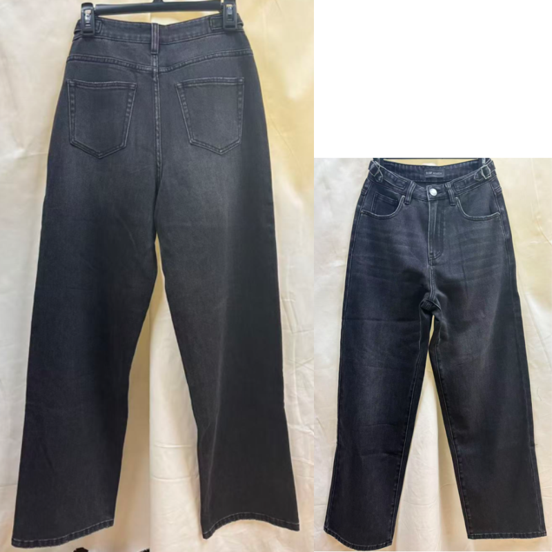 Women's Retro Vintage Classic Wide - Leg Jeans - Breathable Soft Fabric Casual Denim Pants-047A