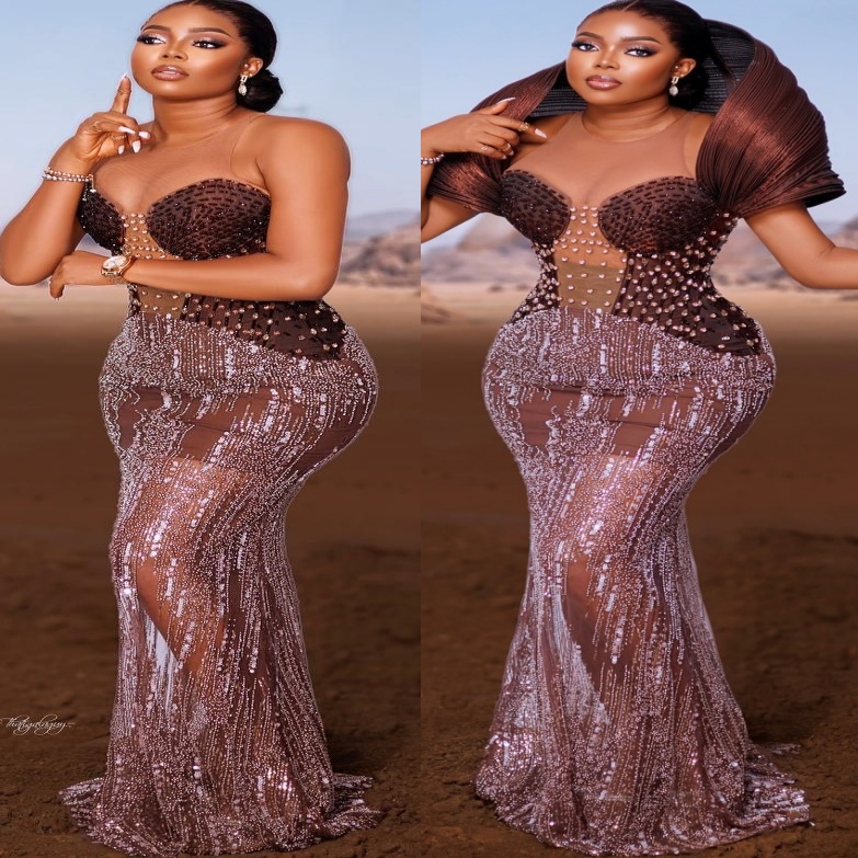 Brown Mermaid Prom Dresses 2025 Illusion Crystals Stylish Sequined Evening Formal Party Second Birthday Engagement Gowns Plus Size Dress For Special O
