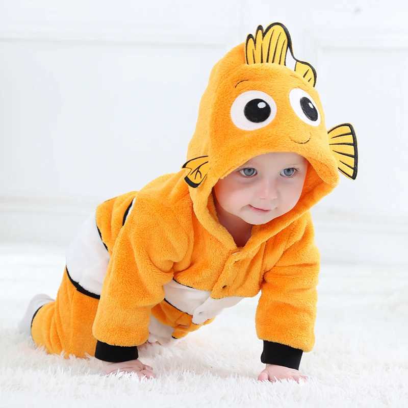 Nemo Infant Baby Rompers Clothes Boys Girls Cartoon Pajamas Cosplay Costume Baby Onesie Clothing Newborn Hooded Cute C251009