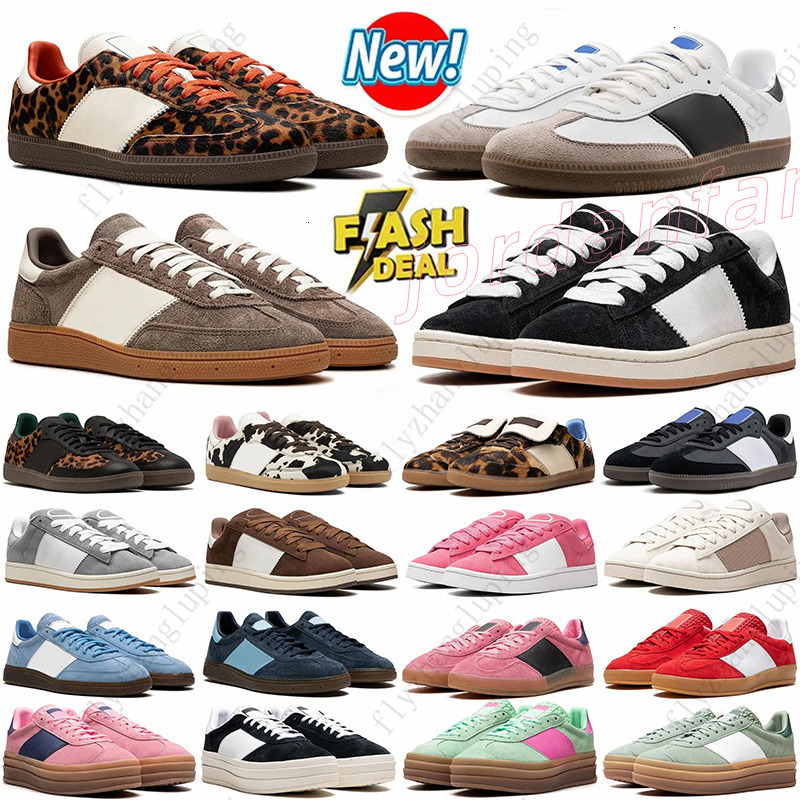 sambaaa Casual Shoes Leopard Sneakers Men Women Black White Gum Sky Blue Beige Dark Pink Mens Trainers chaussure shoes