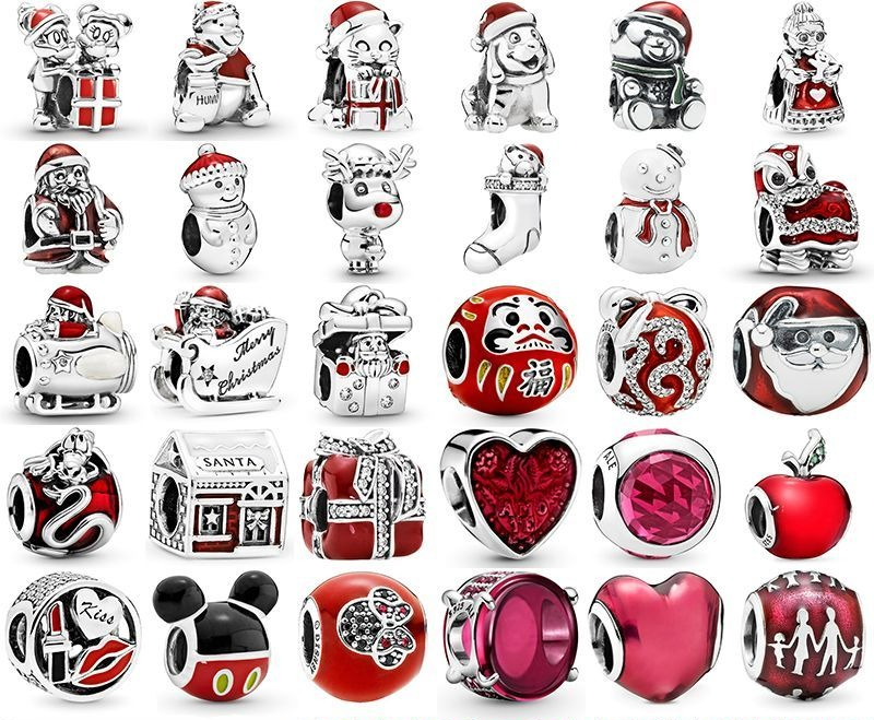 925 Sterling Silver Bracelet DIY Accessories Christmas Bead with Heart-shaped Scattered Beads