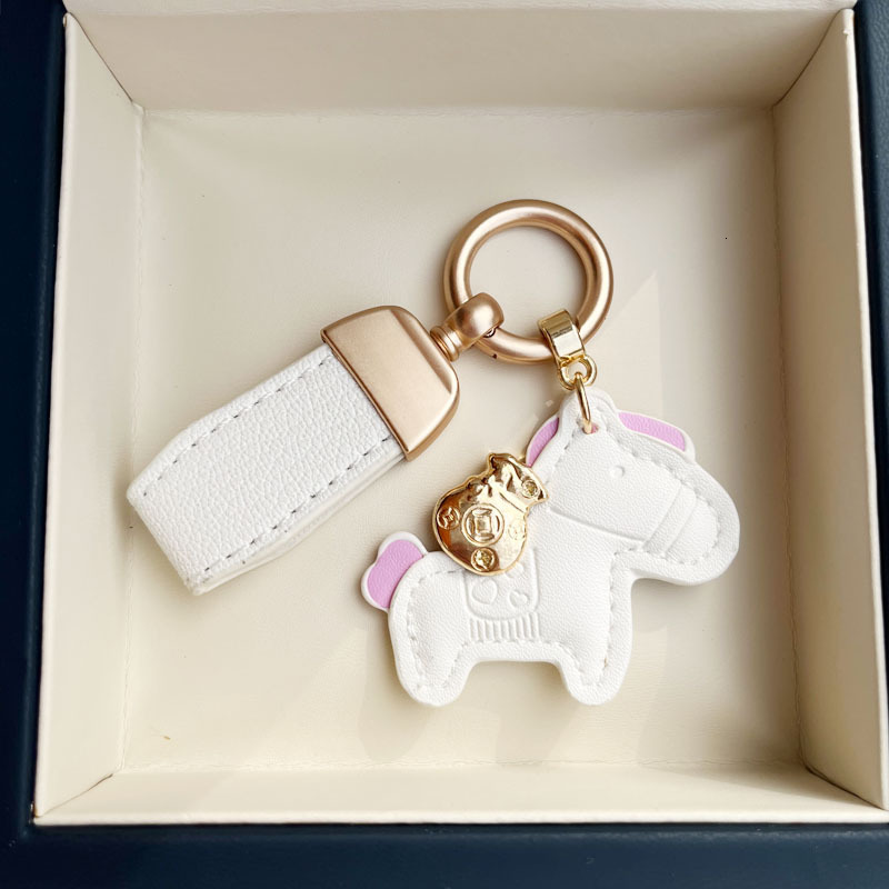 Get Rich Quickly Cute Pony Keychains - Leather Cartoon Pendant Couples Backpack Ornament Small Gift Z260130