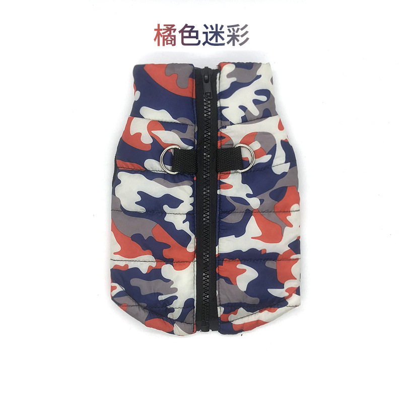 K3162 Thickened cotton coat for large dogs, autumn and winter windproof and warm pet clothes with leash holes, outdoor sports cold-proof clothing