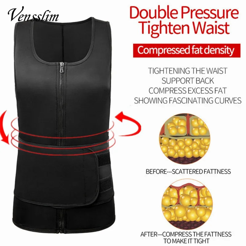 Vensslim Waist Trainer for Men Neoprene Sauna Suits Zipper Sweat Vest with Adjustable Belt Gym Workout Body Shaper Tank Tops 251009