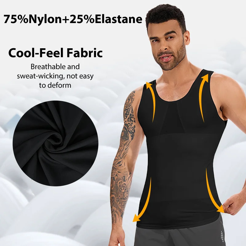 Compression Vest for Men High Elastic Fajas Double Layer Tummy Control Body Shaper Mesh Bust Shapewear Slimming Underwear 251009