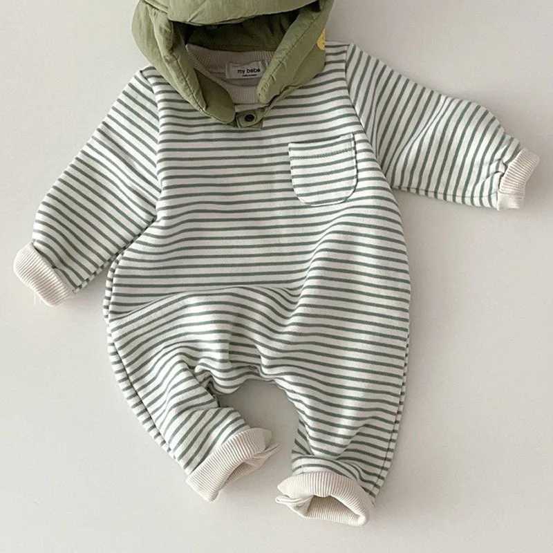 2025 Spring New Baby Striped Romper Boys Girls Simple Striped Casual Jumpsuit Newborn Cotton Infant Toddler Clothes 024M C251009