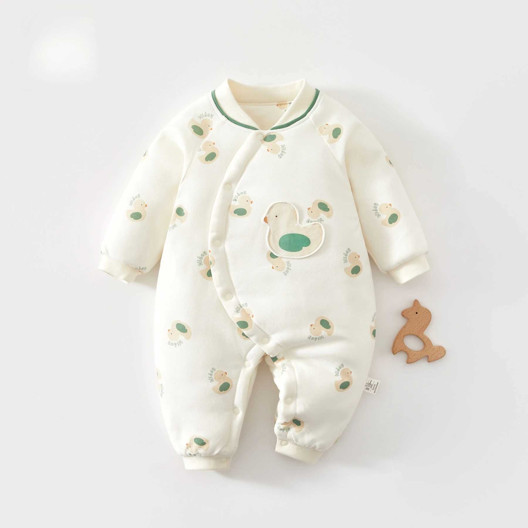 Newborn Baby Winter Thickened Cotton Romper Korean Style Warm Jumpsuit Infant Unisex Kimono Onesie 012 Months C251009