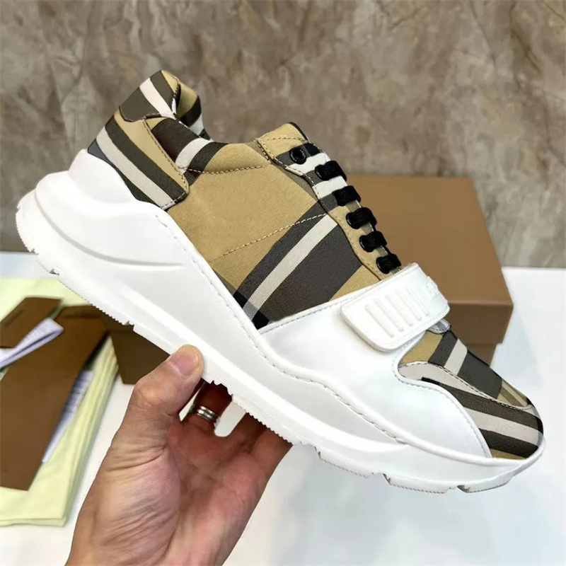 Classic designer sneakers Vintage Ramsey Check shoes trainers Regis Cotton Suede Leather sneaker mens Archive Beige Birch Brown Soft Blue Chalkf EUR35-45