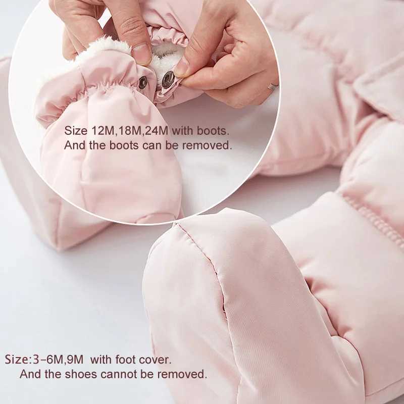 2024 New Winter Baby Rompers Thick Warm Infant Hooded Inside Fleece Jumpsuit Newborn Boy Girl Overalls Toddler Clothing Set C251009