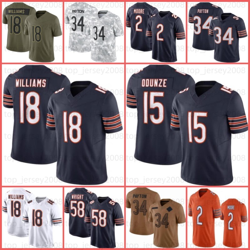 DJ Moore Colston Loveland Football Jersey Caleb Williams Darnell Wright Walter Payton Jaquan Brisker Cole Kmet Brian Urlacher Robert Tonyan Roschon Johnson Ditka