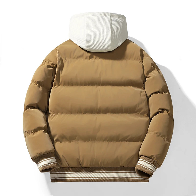 Casual Stand Collar Parka for Men Clothing Big Size Mens Thick Warm Bomber Jacket Autumn Winter Fleece Slim Fit Coat 251008