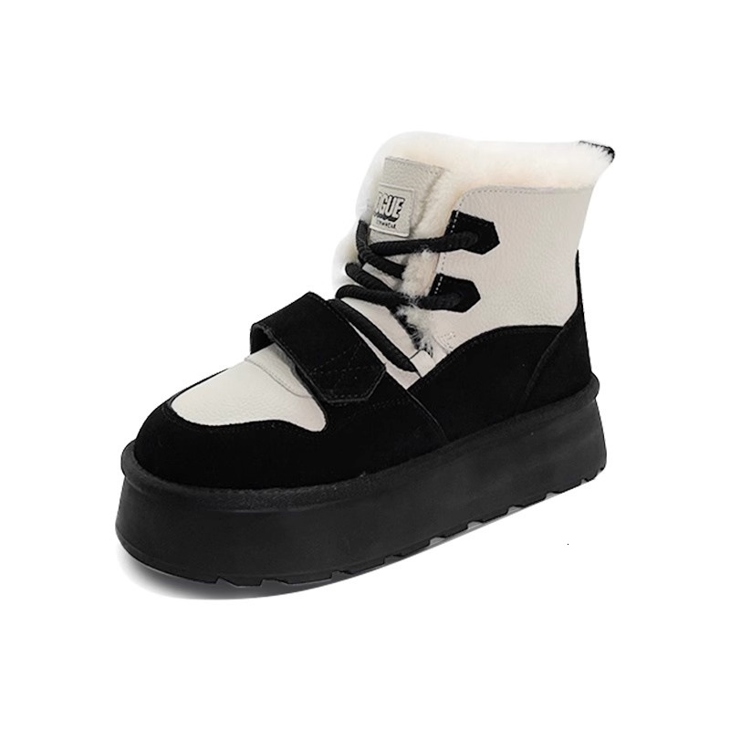 Autumn and Winter Women s New Fashionable Thickened Wool Designer Shoes Hot Girl Warm Cotton snow boots Shoes Velcro Versatile Luxury Snow Boots