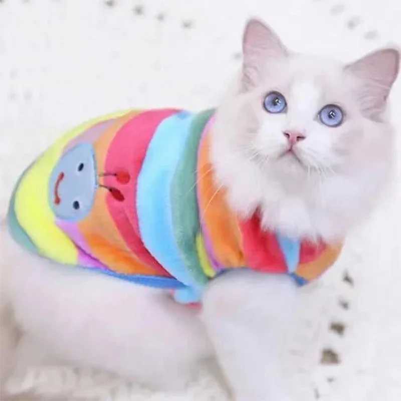 Cartoon Fleece Pet Cat Clothes Winter Warm Pet Dog Vest Puppy Cat Sweater Dog Clothes For Small Dogs Cats Coat Jacket Pet Outfit C251009