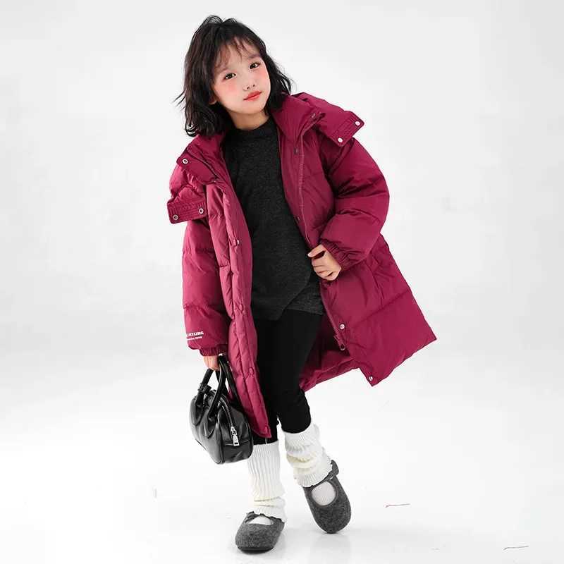 2025 Winter Girls Casual Long Thick Warm Hoode Parkas Kids Children Coat Outerwear T251009