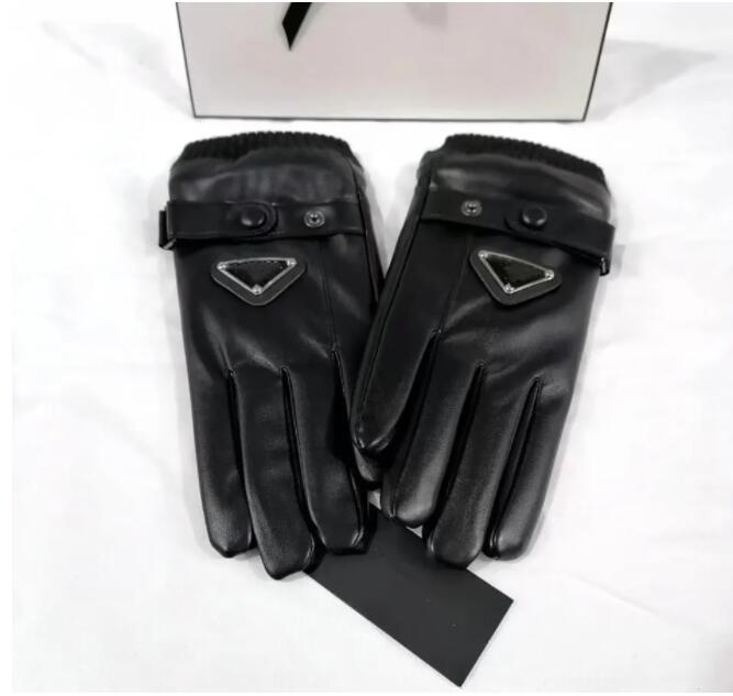 Five Fingers Gloves Designer Mens Autumn Gloves Warms Luxury PU Winter Womens Thickening Knitted Glove Five Fingers Coldproof Touch Screens Mittens