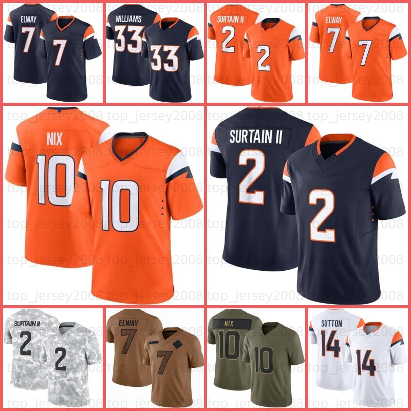 10 Bo Nix Peyton Manning Football Jersey Patrick Surtain II Jerry Jeudy John Elway Justin Simmons Javonte Williams Courtland Sutton Marvin