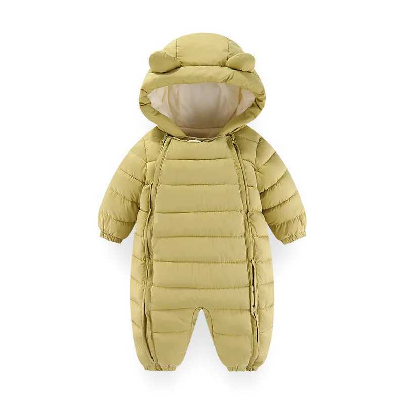 OLEKID 2025 Autumn Winter Baby Rompers Hooded Plus Velvet Warm Baby Girl Jumpsuit Toddler Boys Overalls Infant Newborn Sleepwear C251009