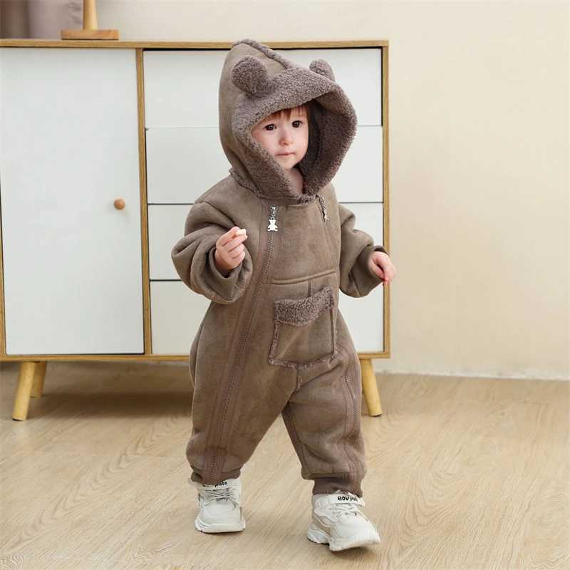 Newborn Baby Onesie 2025 New Autumn Winter Baby Romper Faux Fur Warm Girl Bodysuit Boy Jumpsuit Hooded Baby Bodysuit 024 Month C251009