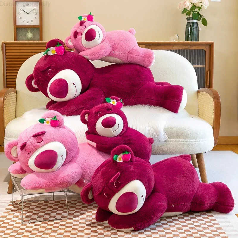 Disney Hot Anime Toy Story LotsoHuggin Bear Plush Toy Kawaii Lying Sleeping Lotso Bear Plush Soft Stuffed Pillow Birthday Gift H251009