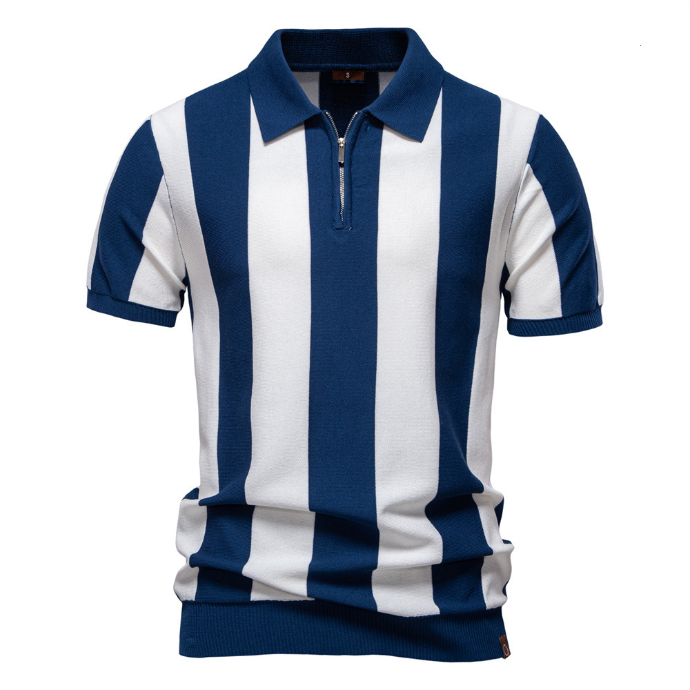 2025 Summer New Designer Hoodie Turn-down Collar Short Sleeve Knitted Polo Shirt Men's Striped Designer Shirt Polo Short Sleeve Top