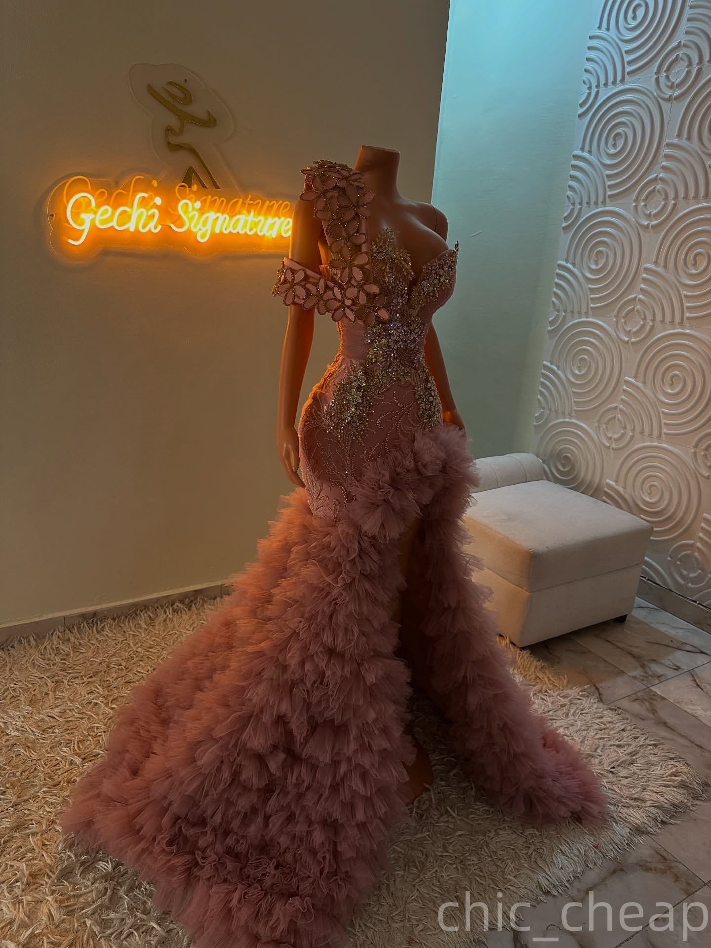 Blush Pink Mermaid Prom Dresses 2025 Crystals Flowers Tulle Tiers Evening Formal Party Second Birthday Engagement Gowns Plus Size Dress For Special Oc