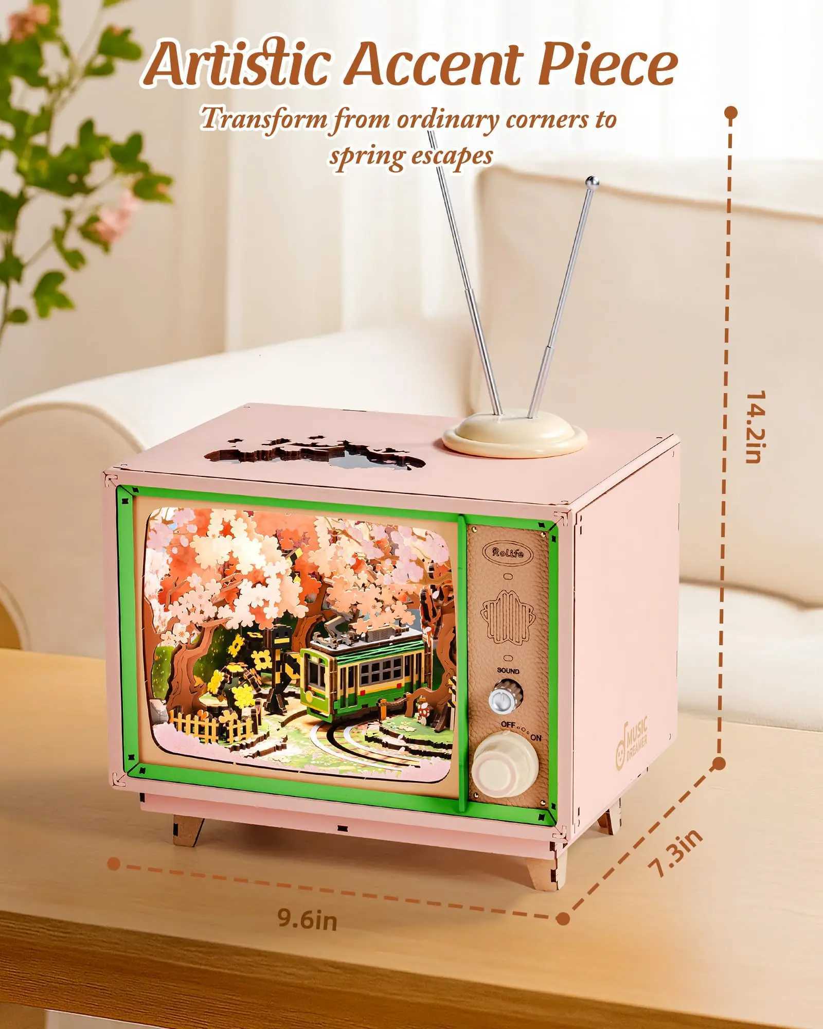 Robotime Rolife Sakura Dreamy Tour 3D Wooden Puzzle Music Box with Light Therapeutic Home Decor Unique Gift for Children X251009