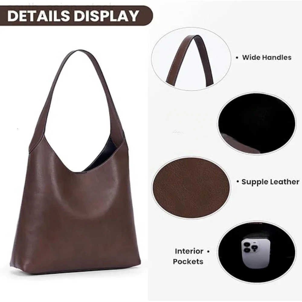 MINKARS Shoulder Bag Hobo Bag Slouchy Tote Bag for Women Vegan Leather Shoulder Work Bag Designer Handbag Trendy Slouch Purse Z251009