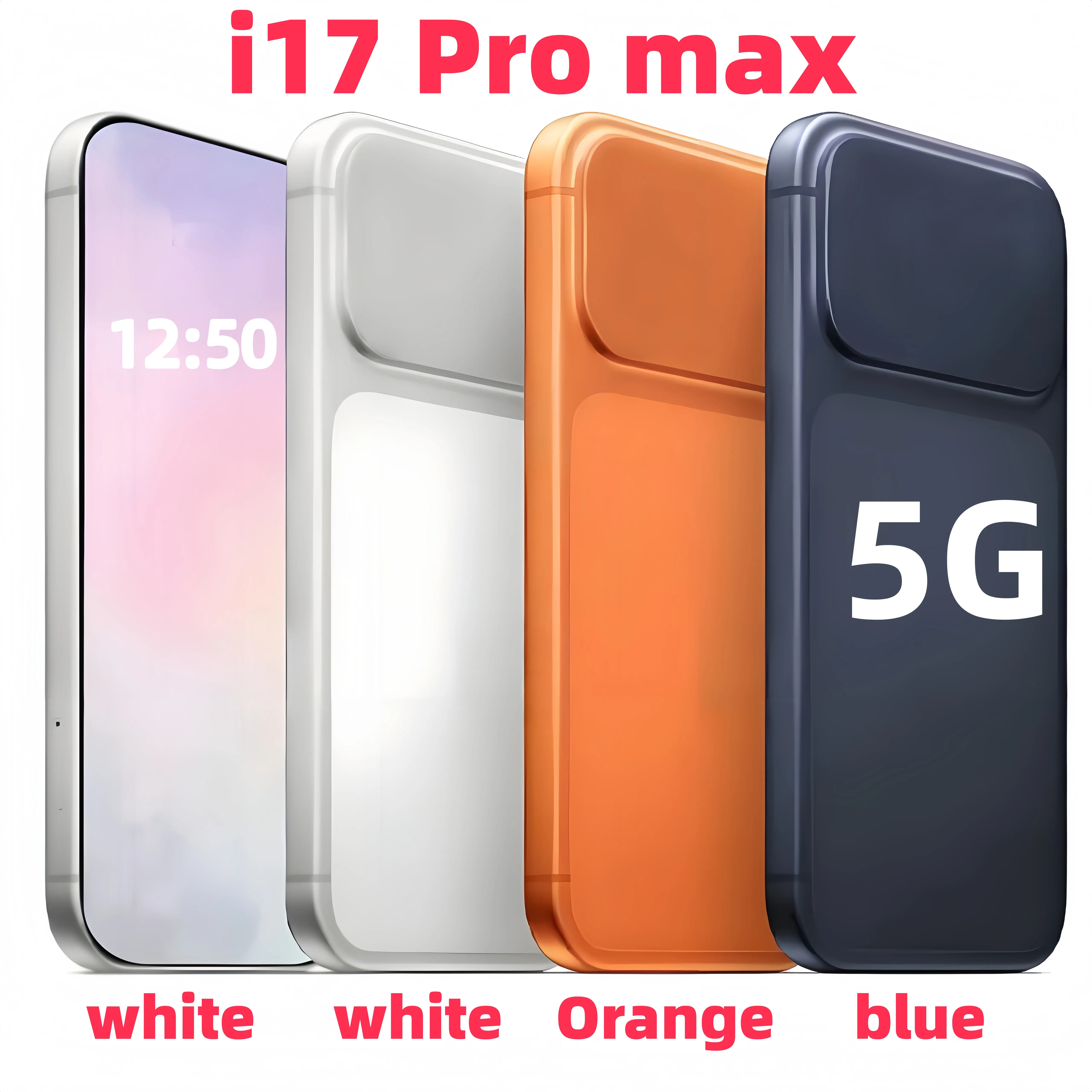 i17 Pro Max Wireless Charging 5G Android Smartphone network Unlocked 6.9 inch FULL HD 72+108MP Dual Camera Facial Recognition