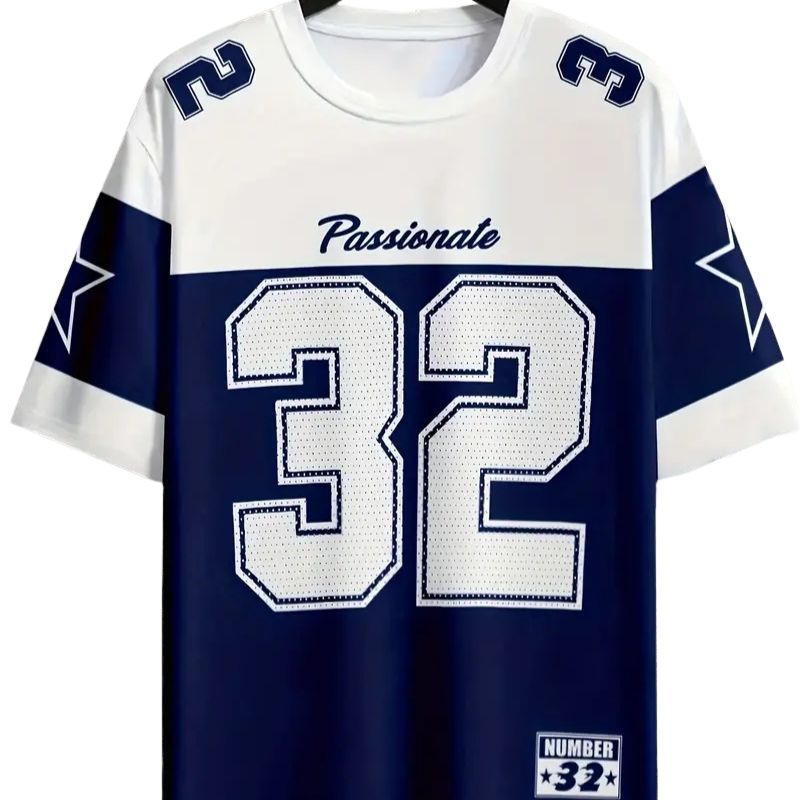 Men's Sports-Inspired "Passionate 32" Number Graphic T-Shirt - Casual Athletic Style Tee-37