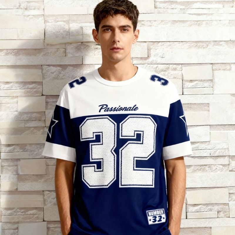 Men's Sports-Inspired "Passionate 32" Number Graphic T-Shirt - Casual Athletic Style Tee-37