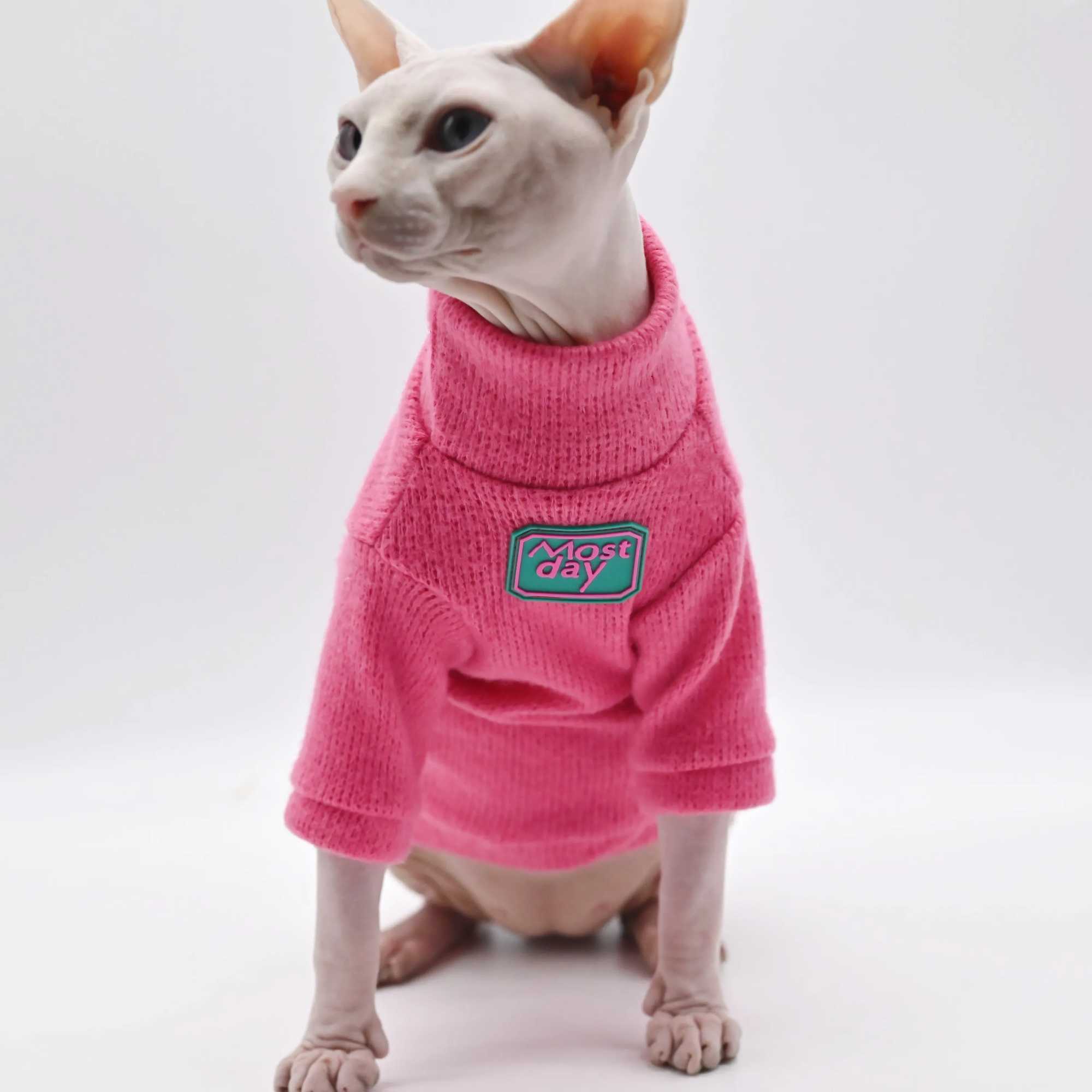 DUOMASUMI Devon Sweater Sphynx Cat Clothes Fashion Kitty Soft and Comfort Winter Hairless Cat Clothes C251009