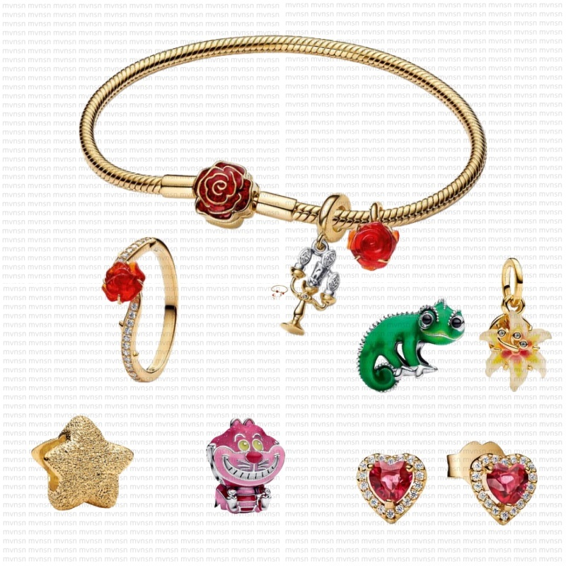 Bracelet designer Bracelets ring necklace earrings For Women Beautys Beasts Tangled Charm Duo charms Set with box 925 Silver luxury Jewelry wedding Christmas gift