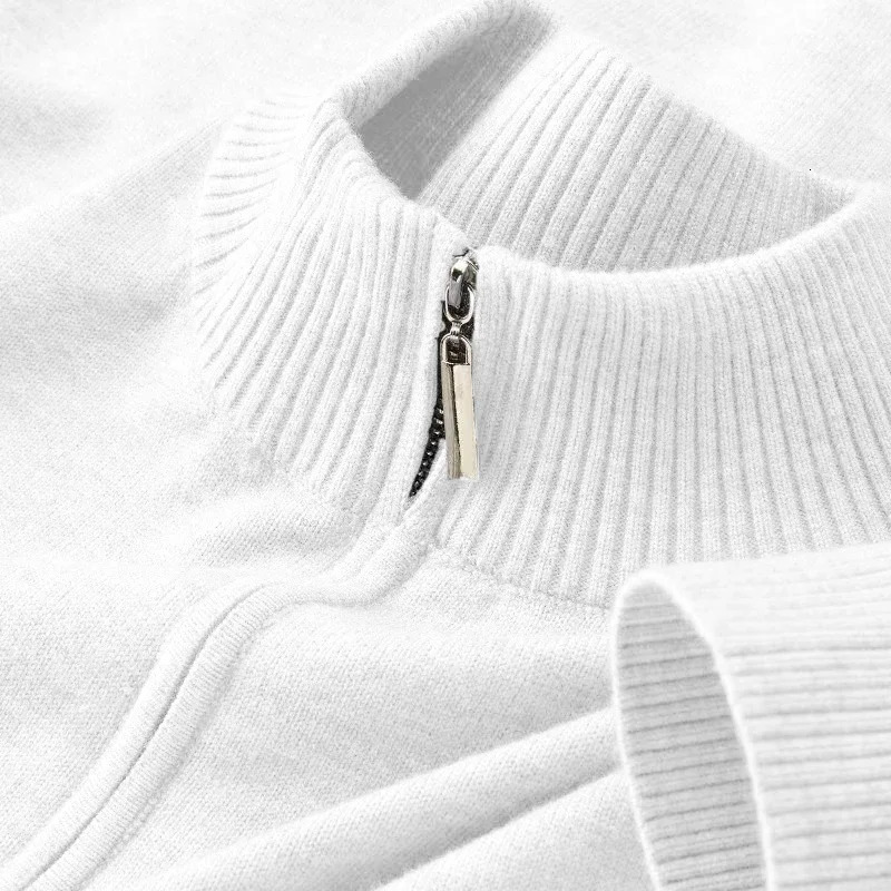 Men Turtlenecks Cardigan Half Zip Pullover Sweaters Knit Solid Color Long Sleeved Polo Sweater Male Casual Daily Warm Coats 2501008