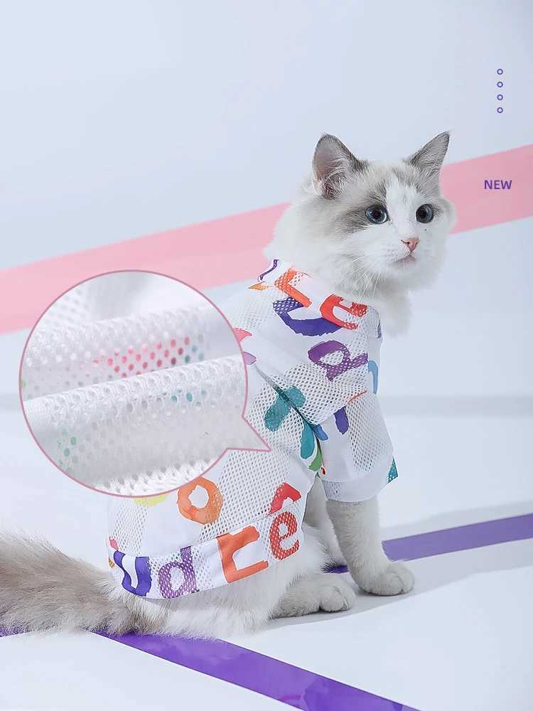 HOOPET Summer Male Cat Kitten Summer Vest Cat Pet Antihair Loss Cat Clothes Thin Puppet kitten Blue Cat C251009