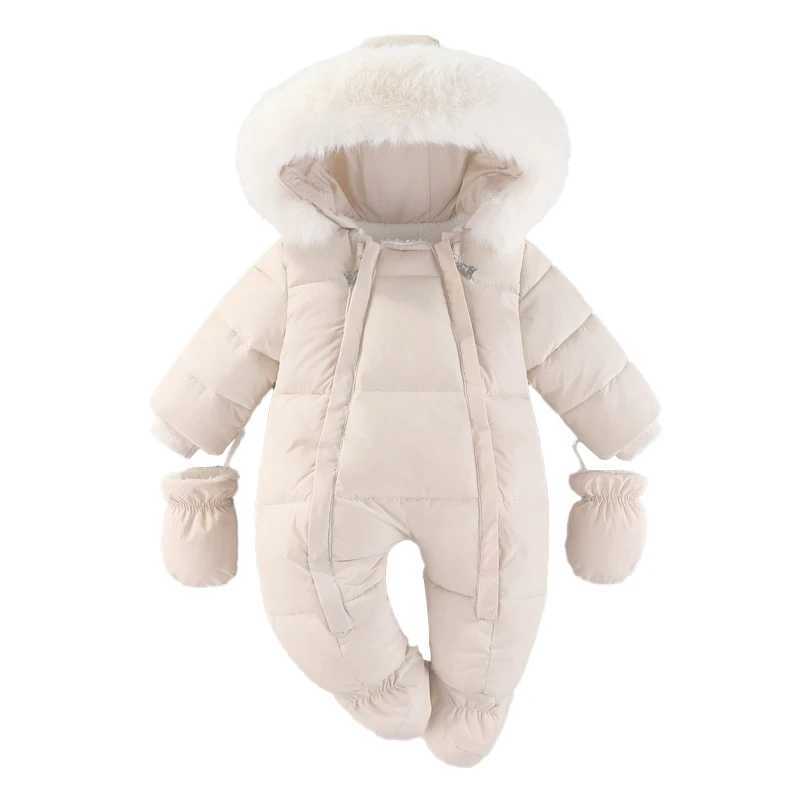 2024 New Winter Baby Rompers Thick Warm Infant Hooded Inside Fleece Jumpsuit Newborn Boy Girl Overalls Toddler Clothing Set C251009