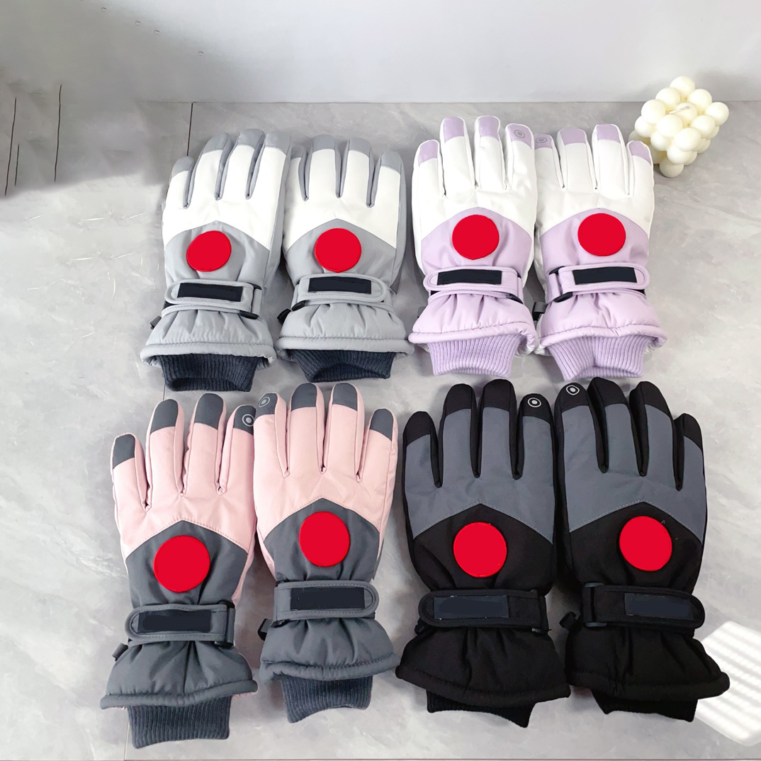 Designer Brand Letter Sheepskin Gloves and Wool-lined Mobile Phone Touch Screen Rabbit Skin Cycling Warm Five-Finger Gloves