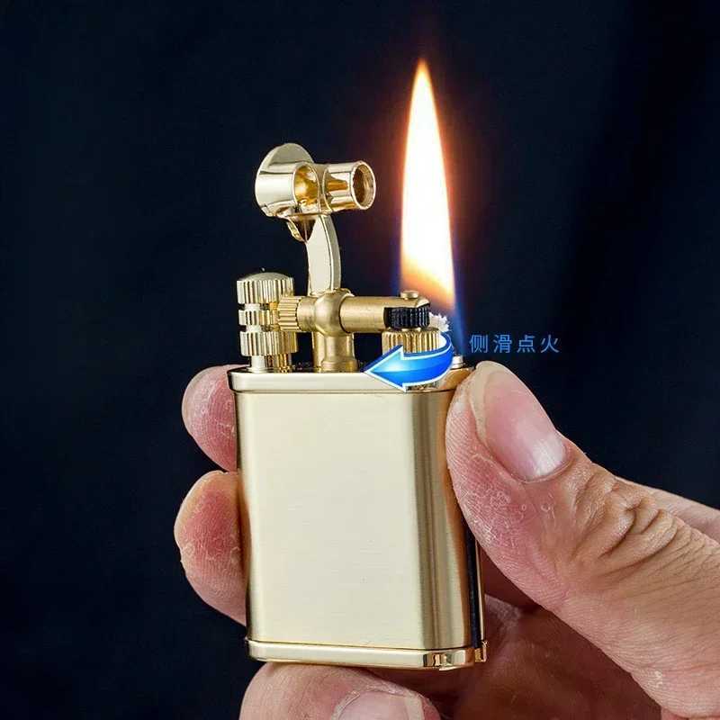 CHIEF2 in 1 Cool Kerosene Lighter Permanent Match Antique Luxury Vintage Style Refillable Lighters for Fire Cigarette Candle W251009