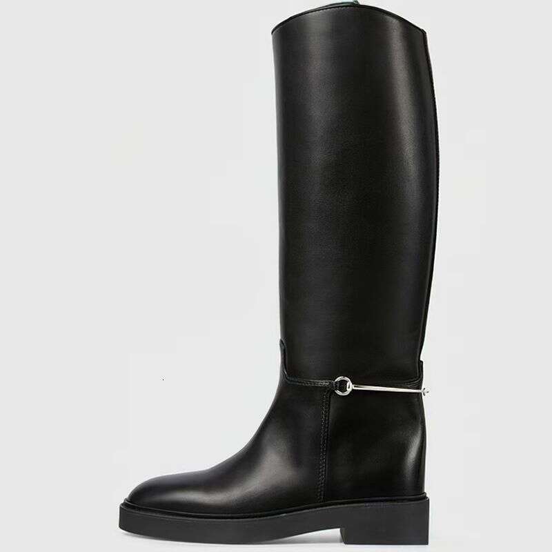 2025 Large Size Low Heel High Round Head Autumn And Winter New Equestrian Knight Show Flat Boots