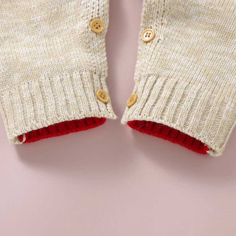 Red Christmas Knit Newborn Baby Unisex Rompers Full Sleeves Infant Boys Girls Reindeer Jumpsuits Playsuits Outfits C251009