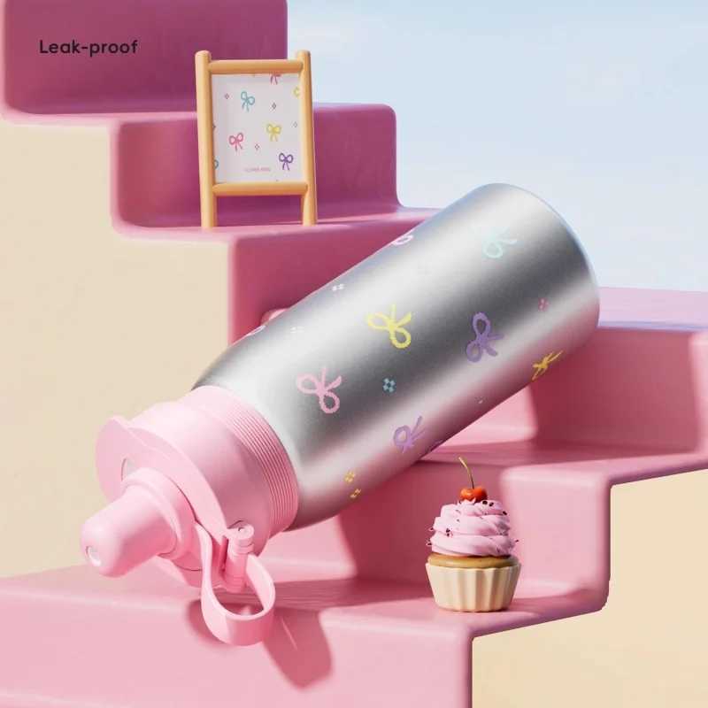 COOKER KING Portable Childrens Straw Cup Thermos Mug Stainless Steel Vacuum Flask ColdHot Sports Cup Water Mug Insulated Cup C251008