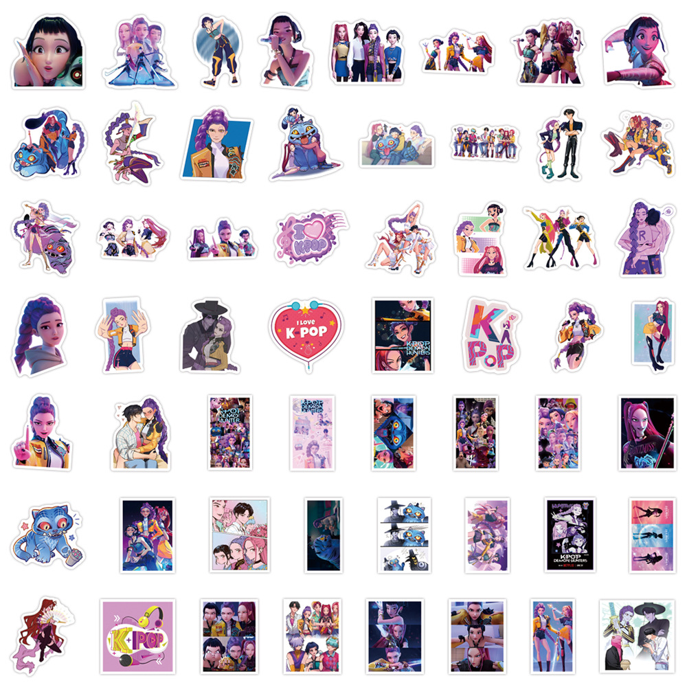 50-500pcs Kpop Demon Hunters Stickers for Water Bottle Waterproof Stickers for Laptop Skateboard Phone Guitar Travel Case Bike Notebook Helmet Sticker