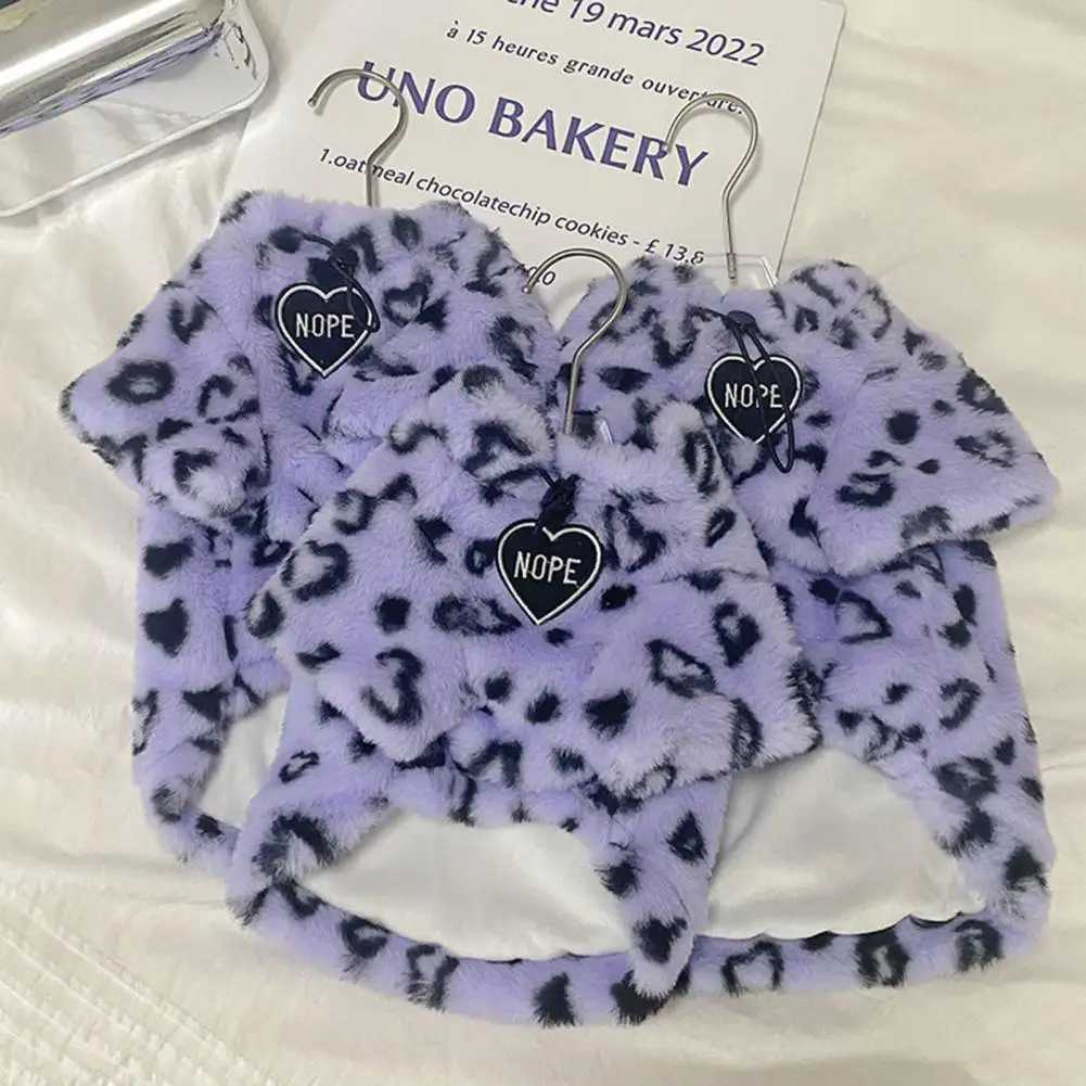 Winter Cat Coat Leopard Print 2legged Dog Cat Jackets Thickened Soft Lining Tiny Cat Outfits Cute Teacup Dog Clothes For Gift C251009