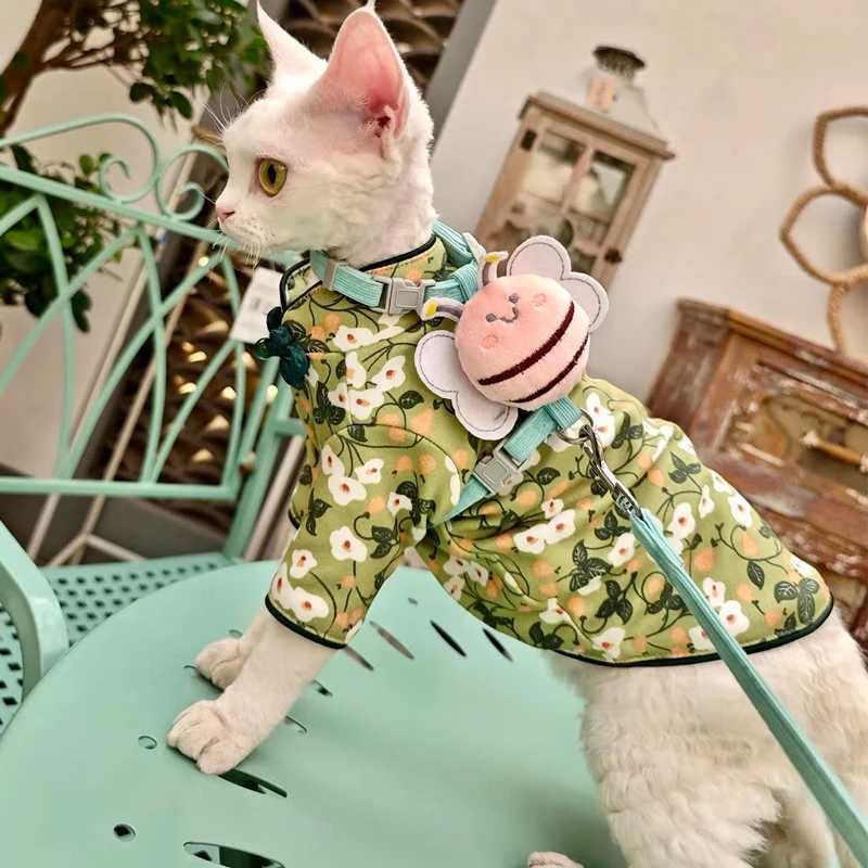 Breathable Cheongsam Dress for Cat Summer Soft Bowtie Elastic Tshirt For Kittens Pajamas For Devon Rex Cat Supplies C251009