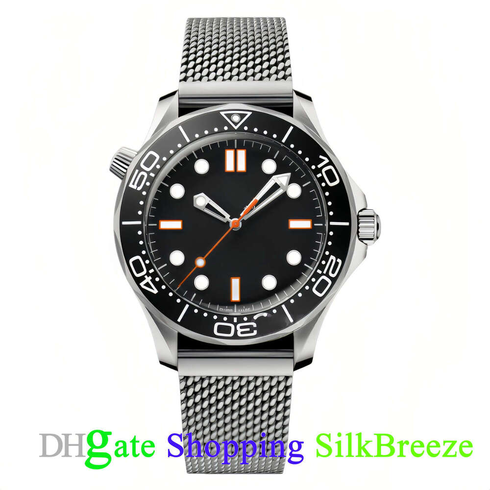 OME VS Factory 42mm Black Large Dial Men's Automatic Diving Watch Silver Folding Buckle Sapphire Mirror Glass Waterproof 300m Men's Outdoor Sports Watch 5A Quality