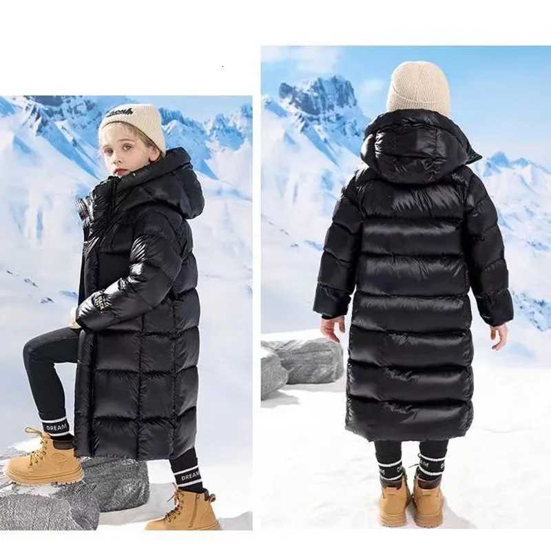 Winter Jacket For Boys Girls Long Length Down Jacket Black Thickened Hooded Coat Big Childrens Outerwear Birthday Gift T251009