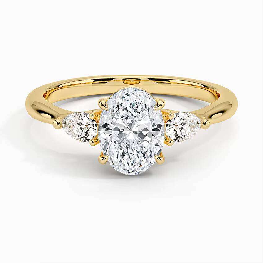 Three Stones 1ct D VVS2 IGI Lab Grown Real Gold Jewelry Engagement Ring