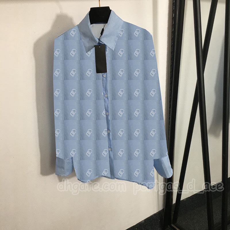 Luxury Women Letters Flocked Blouse Shirt Designer Long Sleeve See Through Shirts Summer Beach Vacationy2k Girl Style Tops