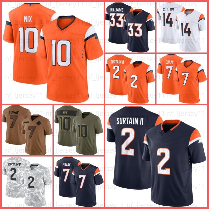 Jaylen Waddle Bo Nix Patrick Surtain II Football Jersey Nik Bonitto John Elway Peyton Manning Courtland Sutton Marvin Mims Jr Jahdae Barron Hufanga RJ Harvey Thomas
